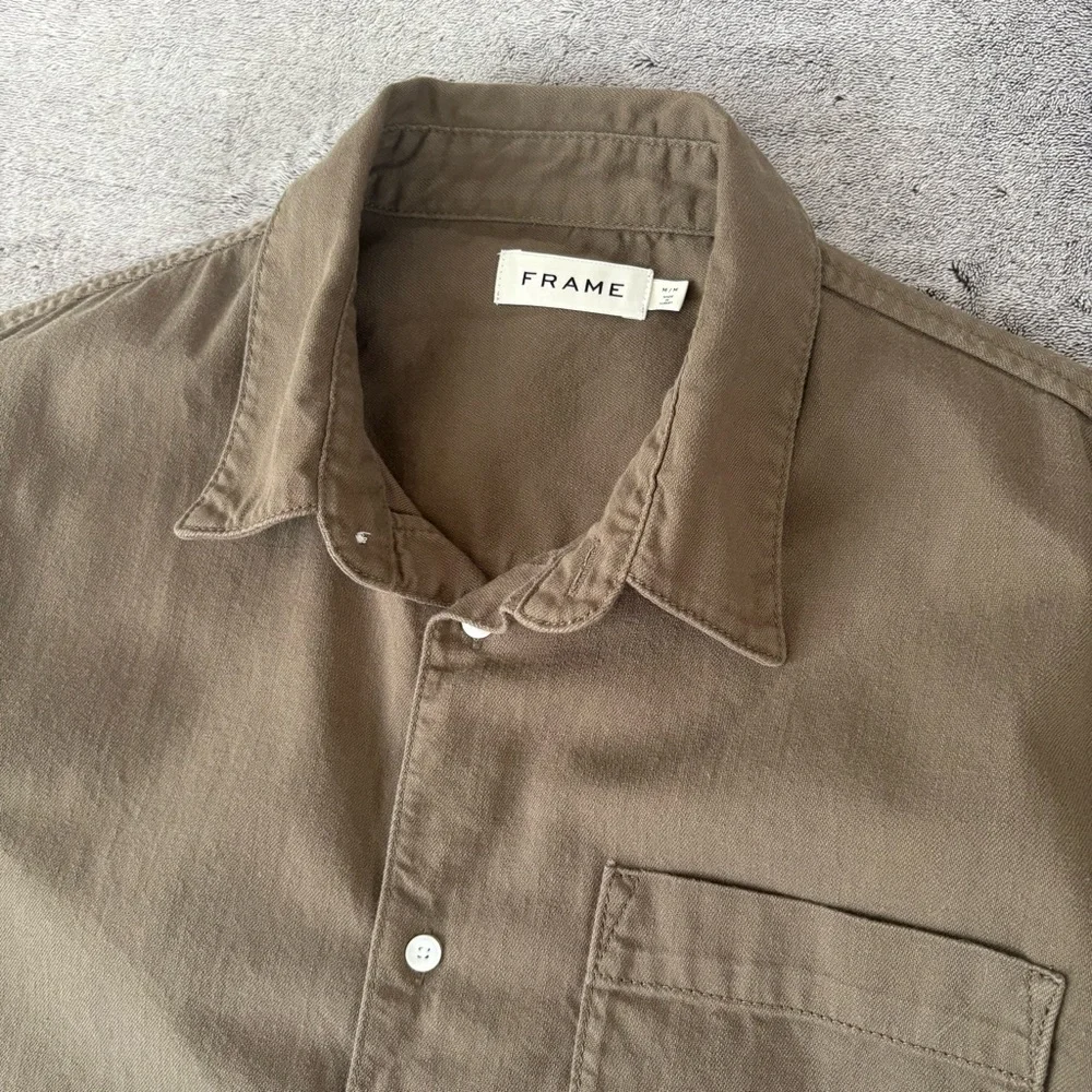 Frame Men's M Khaki Twill Button Down Shirt - Picture 5 of 14